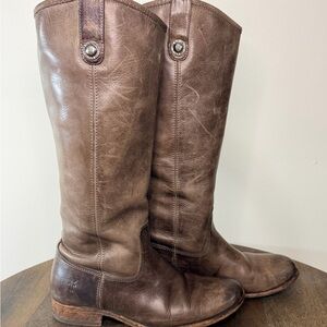 Frye Melissa Button Brown Riding Boots